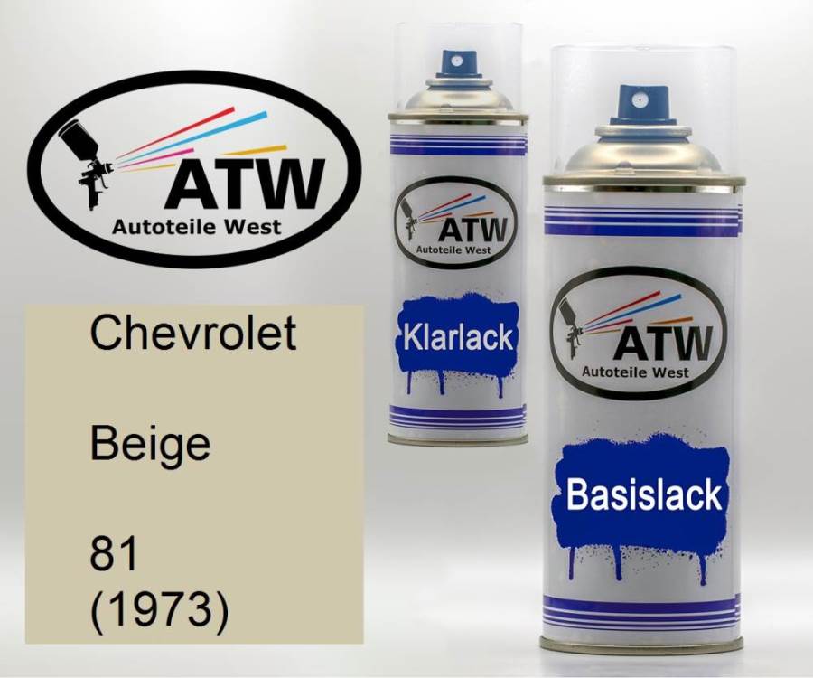 Chevrolet, Beige, 81 (1973): 400ml Sprühdose + 400ml Klarlack - Set, von ATW Autoteile West.